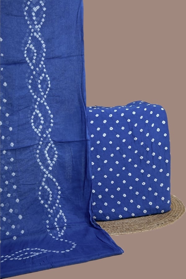 2pc Bandhani Cotton Dupatta with Cotton Bandhani Top Fabric Set
