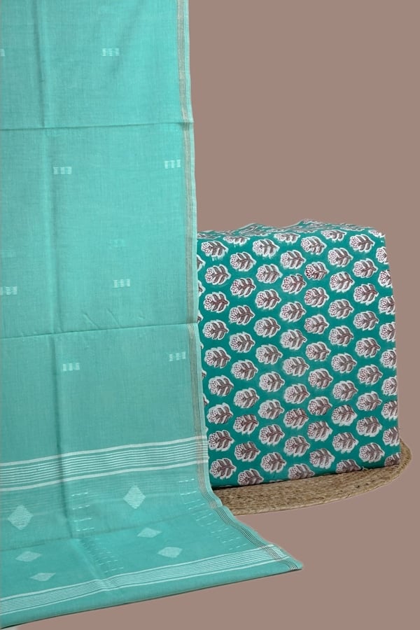 2pc Handloom Cotton Dupatta and Pure Soft Cotton Top Set