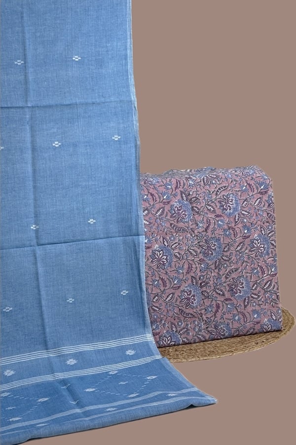 2pc Handloom Cotton Dupatta and Pure Soft Cotton Top Set