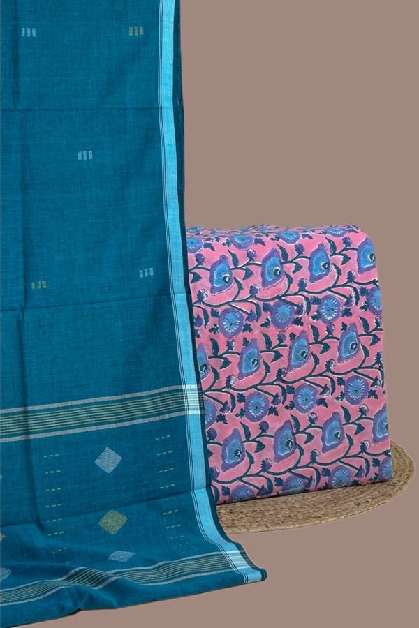 2pc Handloom Cotton Dupatta and Pure Soft Cotton Top Set
