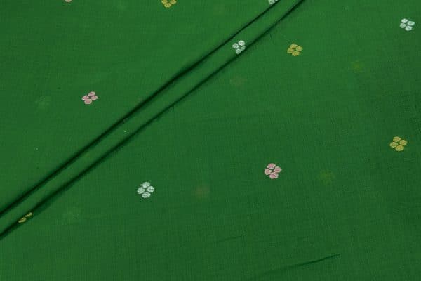 Dark Green Woven Design Flowy HandLoom Pure Soft Cotton Fabric