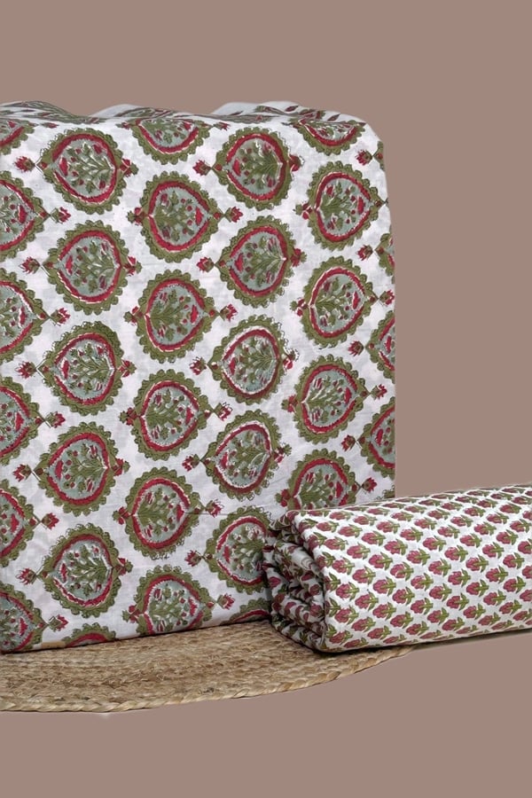2pc Pure Soft Cotton Blockprinted Top and Bottom Fabric Set