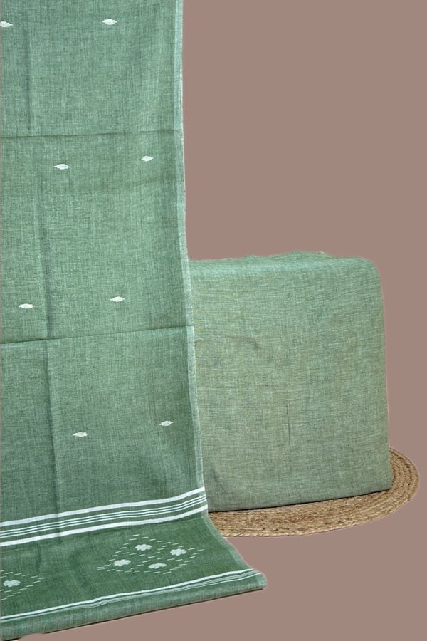 2pc Handloom Cotton Dupatta and Handloom Soft Cotton Top Fabric Set