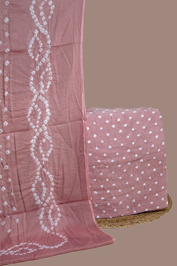 2pc Bandhani Cotton Dupatta with Cotton Bandhani Top Fabric Set