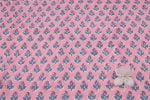 Cherry Blossom Pink Floral Handblock Printed 100% Pure Soft Cotton Fabric - Image 2