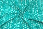 Turquoise Blue Bagru Handblock Printed Cotton Fabric - Image 2