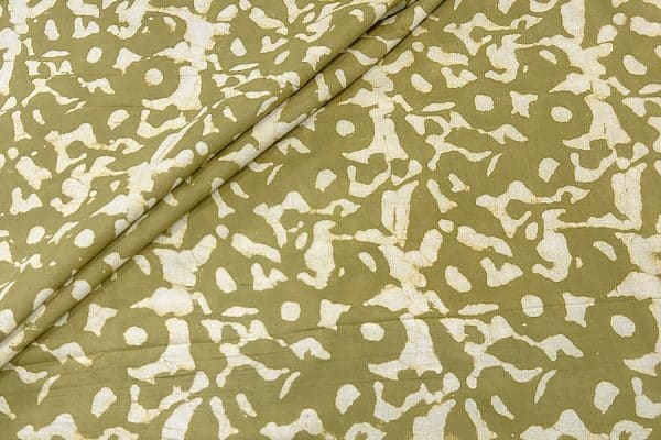 Olive Green Bagru Handblock Printed Cotton Fabric