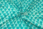 Turquoise Blue Bagru Handblock Printed Cotton Fabric - Image 2