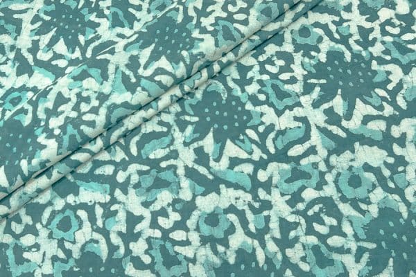 Tiffany Blue Bagru Handblock Printed Cotton Fabric