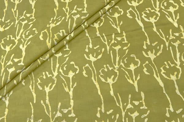 Olive Green Bagru Handblock Printed Cotton Fabric