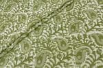 Olive Green Bagru Handblock Printed Cotton Fabric