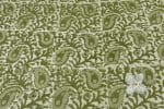 Olive Green Bagru Handblock Printed Cotton Fabric - Image 3