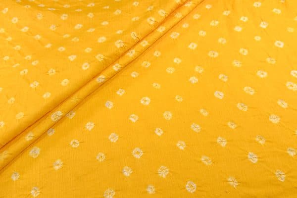 Golden Yellow Bandhani Tie Dye 100% Pure Soft Cotton Satin Finish Fabric