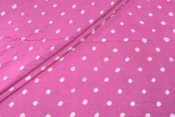Pre-Cut 1m Persian Pink Bandhani Tie Dye 100% Pure Soft Cotton Satin Finish Fabric