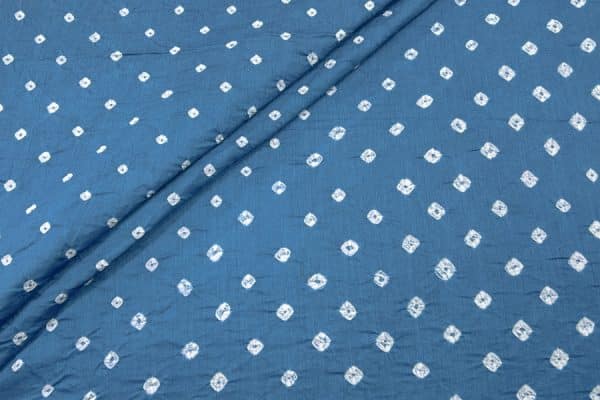 Pre-Cut 1.40m Denim Blue Bandhani Tie Dye 100% Pure Soft Cotton Satin Finish Fabric