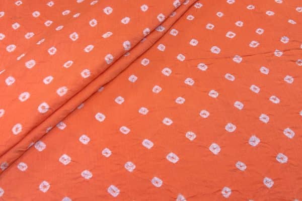 Pumpkin Orange Bandhani Tie Dye 100% Pure Soft Cotton Satin Finish Fabric