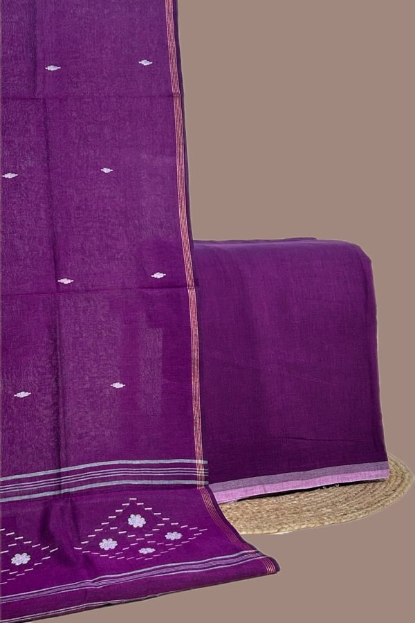 2pc Handloom Cotton Dupatta and Handloom Soft Cotton Top Fabric Set