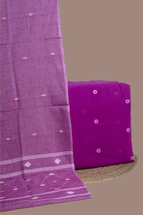 2pc Handloom Cotton Dupatta and Handloom Woven Design Top Fabric Set