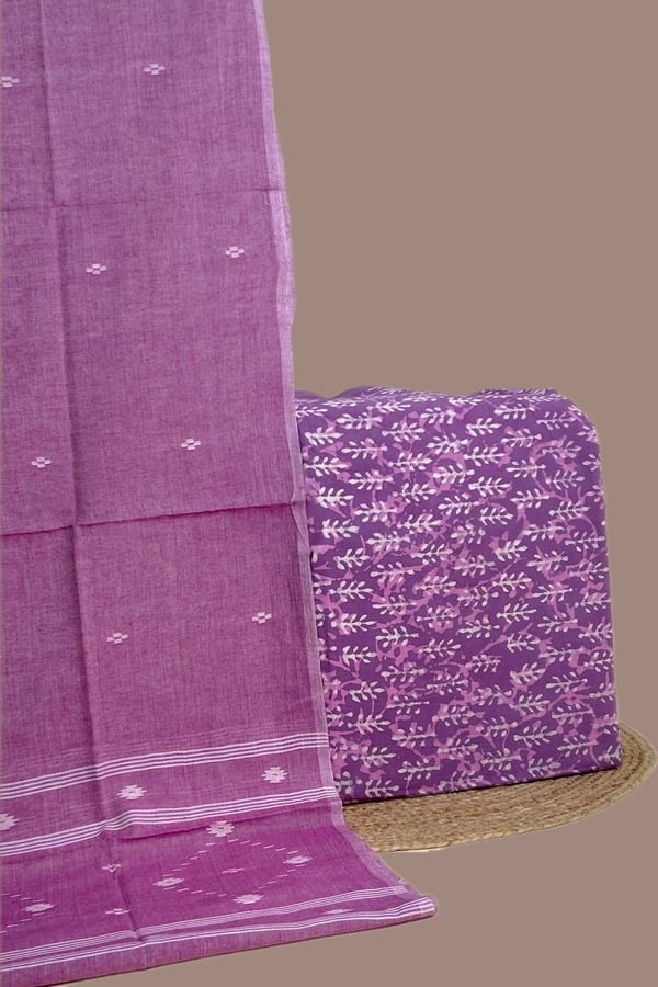2pc Handloom Cotton Dupatta and Bagru Blockprint Pure Soft Cotton Top Set
