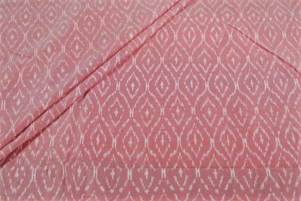 Pre-Cut 1.80m Salmon Pink Mercerised Fine Handloom Ikkat Tie-Dye Pure Soft Cotton Fabric