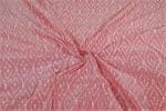 Salmon Pink Mercerised Fine Handloom Ikkat Tie-Dye Pure Soft Cotton Fabric - Image 3