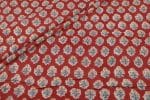 Rich Red Floral Handblock Printed 100% Pure Soft Cotton Fabric