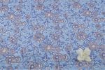 Ice Blue Floral Handblock Printed 100% Pure Soft Cotton Fabric - Image 2
