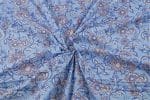 Ice Blue Floral Handblock Printed 100% Pure Soft Cotton Fabric - Image 3