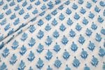 White Floral Handblock Printed 100% Pure Soft Cotton Fabric
