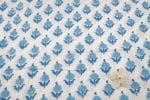 White Floral Handblock Printed 100% Pure Soft Cotton Fabric - Image 2