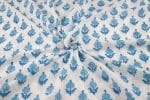 White Floral Handblock Printed 100% Pure Soft Cotton Fabric - Image 3