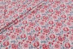 White Floral Handblock Printed 100% Pure Soft Cotton Fabric