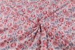 White Floral Handblock Printed 100% Pure Soft Cotton Fabric - Image 3