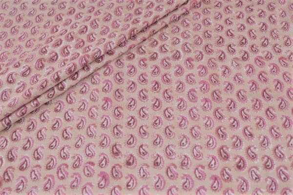 Pre-Cut 1.60m Dusty Rose Floral Handblock Printed 100% Pure Soft Cotton Fabric