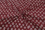 Rosewood Red Floral Handblock Printed 100% Pure Soft Cotton Fabric - Image 3