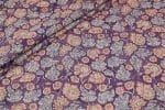 English Violet Floral Handblock Printed 100% Pure Soft Cotton Fabric