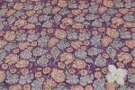 English Violet Floral Handblock Printed 100% Pure Soft Cotton Fabric - Image 2