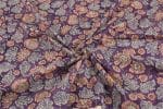 English Violet Floral Handblock Printed 100% Pure Soft Cotton Fabric - Image 3