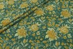 Hunter Green Floral Handblock Printed 100% Pure Soft Cotton Fabric