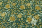 Hunter Green Floral Handblock Printed 100% Pure Soft Cotton Fabric - Image 2