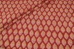 Auburn Red Floral Handblock Printed 100% Pure Soft Cotton Fabric