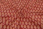 Auburn Red Floral Handblock Printed 100% Pure Soft Cotton Fabric - Image 3