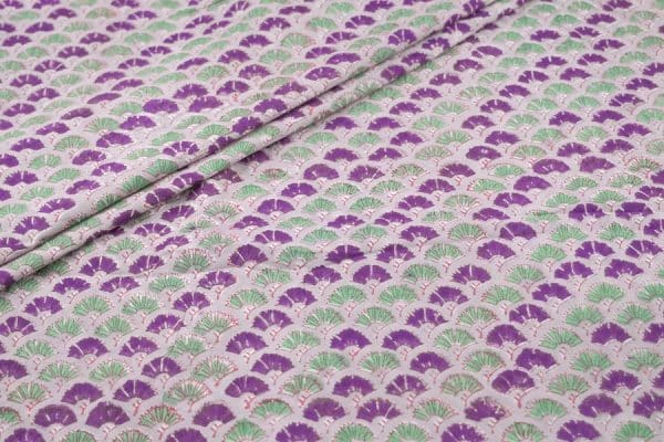 Pale Pink Floral Handblock Printed 100% Pure Soft Cotton Fabric
