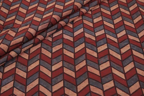 Natural Red Dye Handblock Ajrakh Printed Cotton Fabric