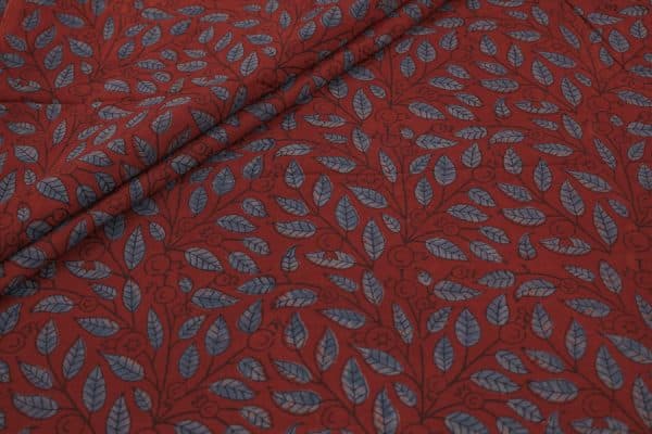 Natural Red Dye Handblock Ajrakh Printed Cotton Fabric