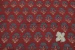 Natural Red Dye Handblock Ajrakh Printed Cotton Fabric - Image 2