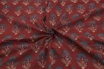 Natural Red Dye Handblock Ajrakh Printed Cotton Fabric - Image 3