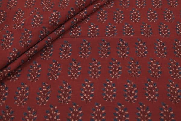 Natural Red Dye Handblock Ajrakh Printed Cotton Fabric