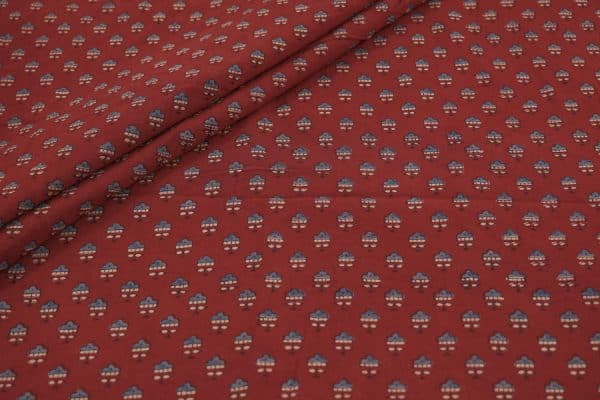 Pre-Cut 1.40m Natural Red Dye Handblock Ajrakh Printed Cotton Fabric