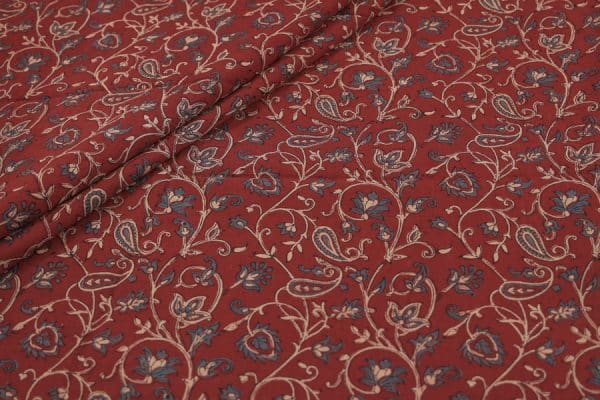 Natural Red Dye Handblock Ajrakh Printed Cotton Fabric
